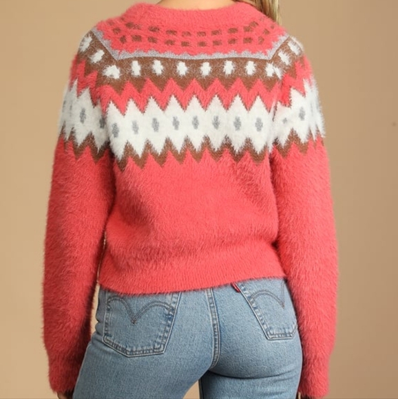 Coral Fair Isle sweater - Picture 3 of 4